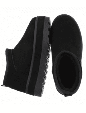 Lækker ankel bamsestøvler i sort farve
