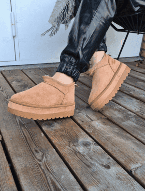 Ankel bamsestøvler i camel farve