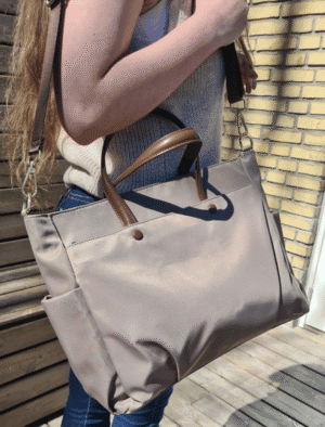 Stor taske til kvinder i khaki farve